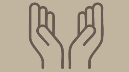 Two illustrated hands hold up to form a heart shape between them, like a love gesture.